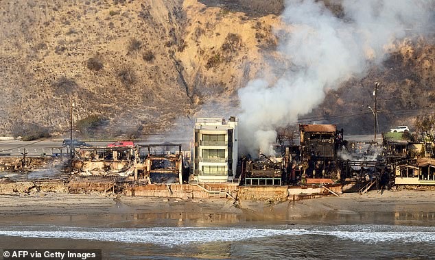 Aerial views show the mansion was largely unaffected by the fire.