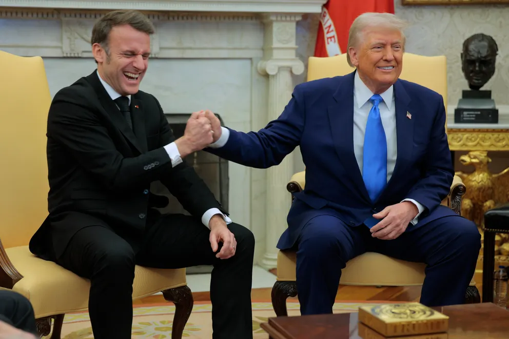 Emmanuel Macron and Donald Trump meet in the Oval Office at the White House | Source: Getty Images